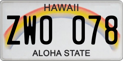 HI license plate ZWO078