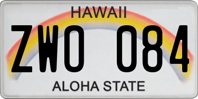 HI license plate ZWO084