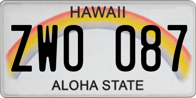 HI license plate ZWO087