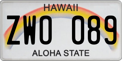 HI license plate ZWO089