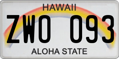 HI license plate ZWO093