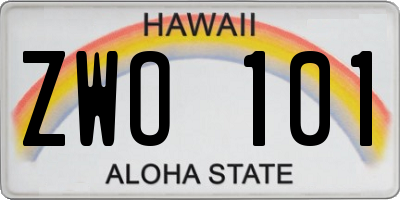HI license plate ZWO101