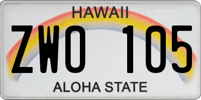 HI license plate ZWO105