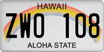 HI license plate ZWO108