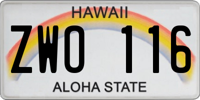 HI license plate ZWO116