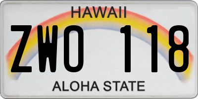 HI license plate ZWO118
