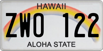 HI license plate ZWO122