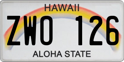 HI license plate ZWO126