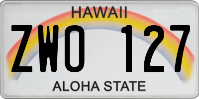 HI license plate ZWO127
