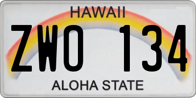 HI license plate ZWO134