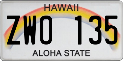 HI license plate ZWO135