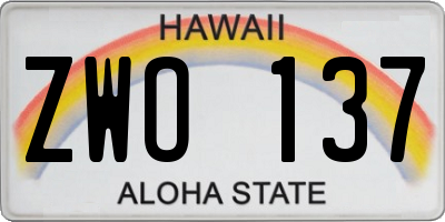 HI license plate ZWO137