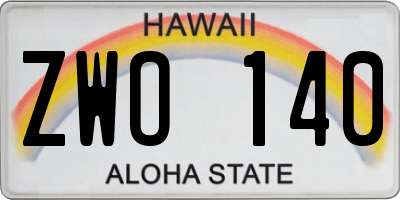 HI license plate ZWO140