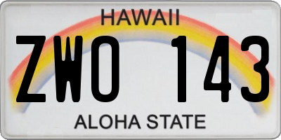 HI license plate ZWO143