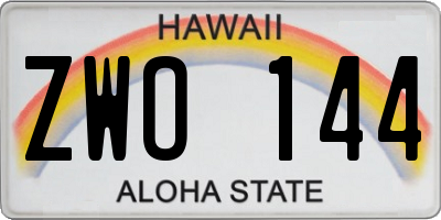 HI license plate ZWO144