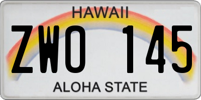 HI license plate ZWO145