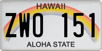 HI license plate ZWO151