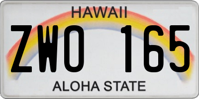 HI license plate ZWO165