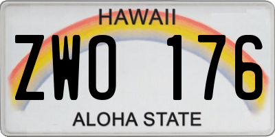 HI license plate ZWO176
