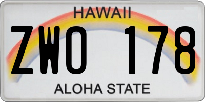 HI license plate ZWO178