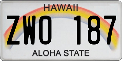 HI license plate ZWO187