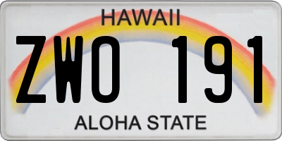 HI license plate ZWO191