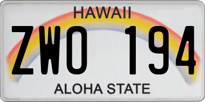 HI license plate ZWO194