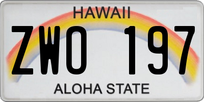 HI license plate ZWO197
