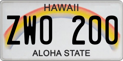 HI license plate ZWO200