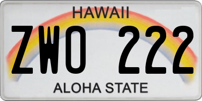 HI license plate ZWO222