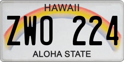 HI license plate ZWO224