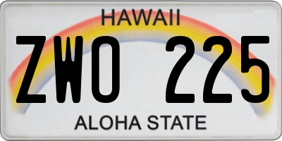 HI license plate ZWO225