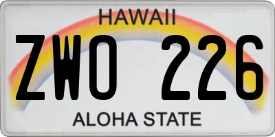 HI license plate ZWO226