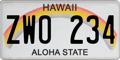 HI license plate ZWO234