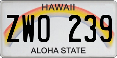HI license plate ZWO239
