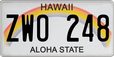 HI license plate ZWO248