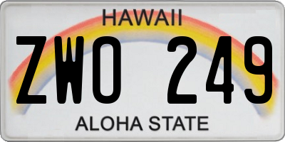 HI license plate ZWO249