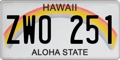 HI license plate ZWO251