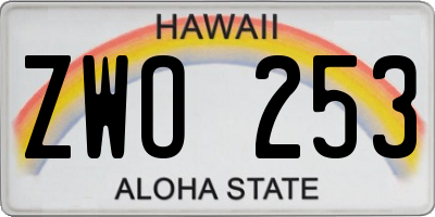 HI license plate ZWO253