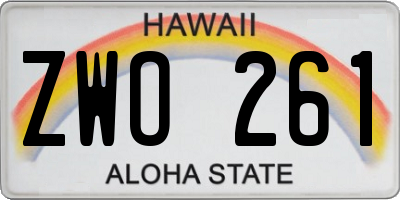 HI license plate ZWO261