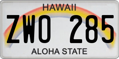 HI license plate ZWO285
