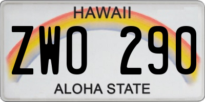 HI license plate ZWO290