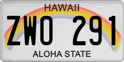 HI license plate ZWO291
