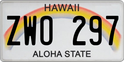 HI license plate ZWO297