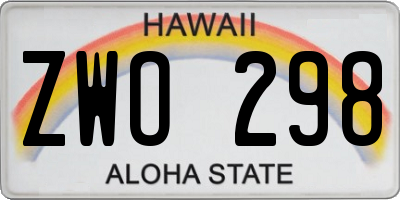 HI license plate ZWO298