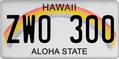 HI license plate ZWO300