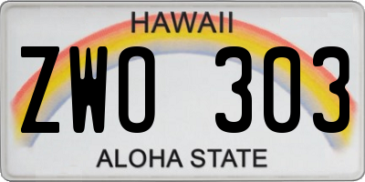 HI license plate ZWO303