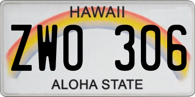 HI license plate ZWO306