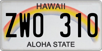 HI license plate ZWO310