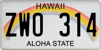 HI license plate ZWO314